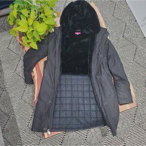 Black Mid Length Parka Coat By Z Coding
